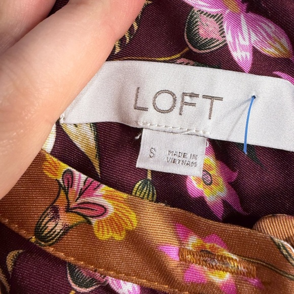 LOFT Floral Blouse in Mustard and Burgundy - Picture 5 of 8
